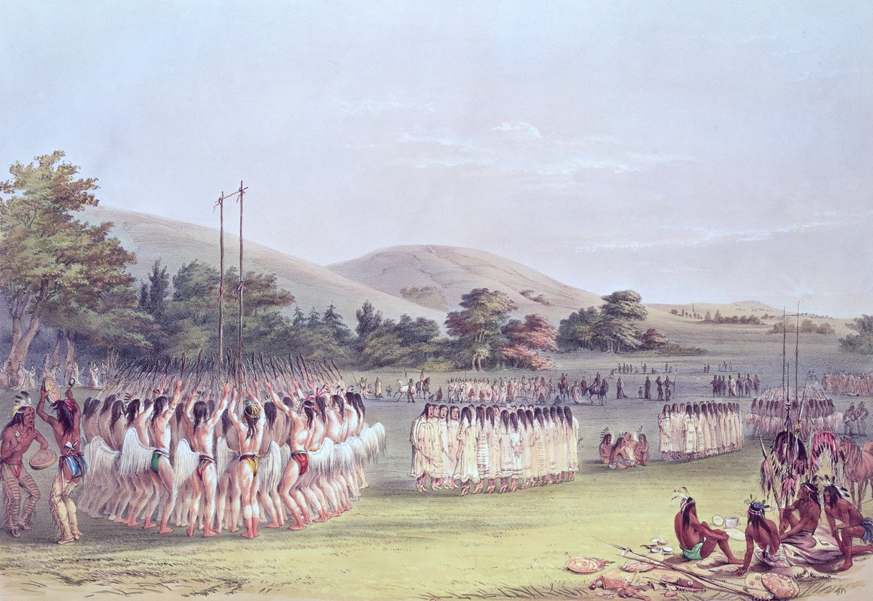 Choctaw balspel dans, 1834-35 door George Catlin