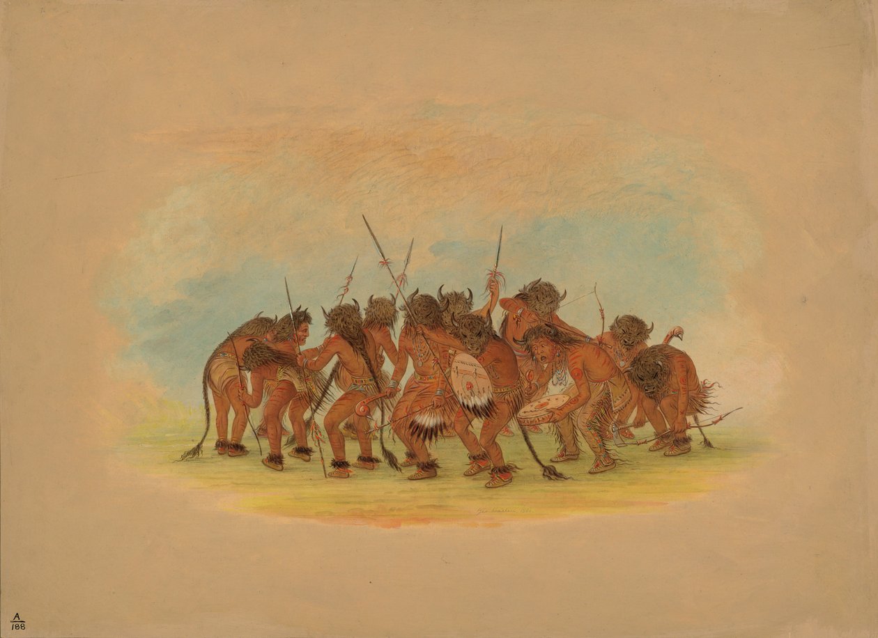 Mandan Buffeldans door George Catlin