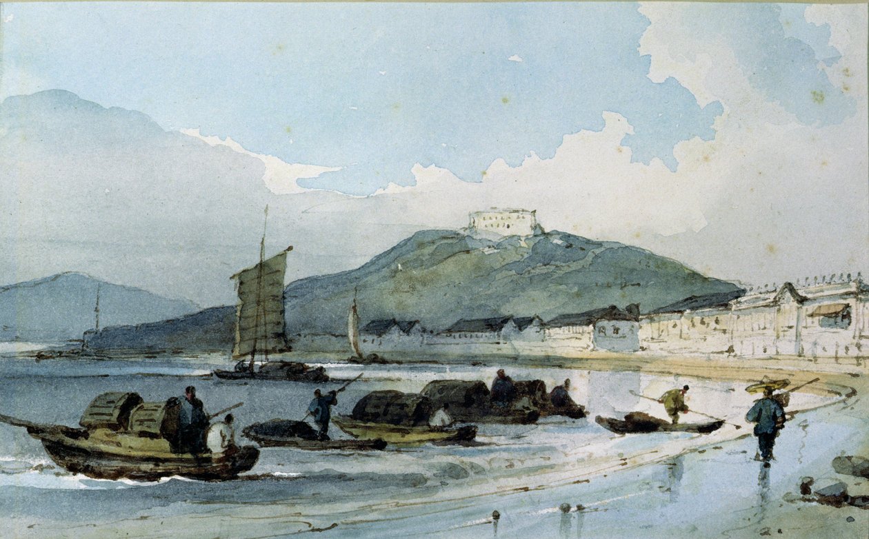 Uitzicht op Macao, China door George Chinnery