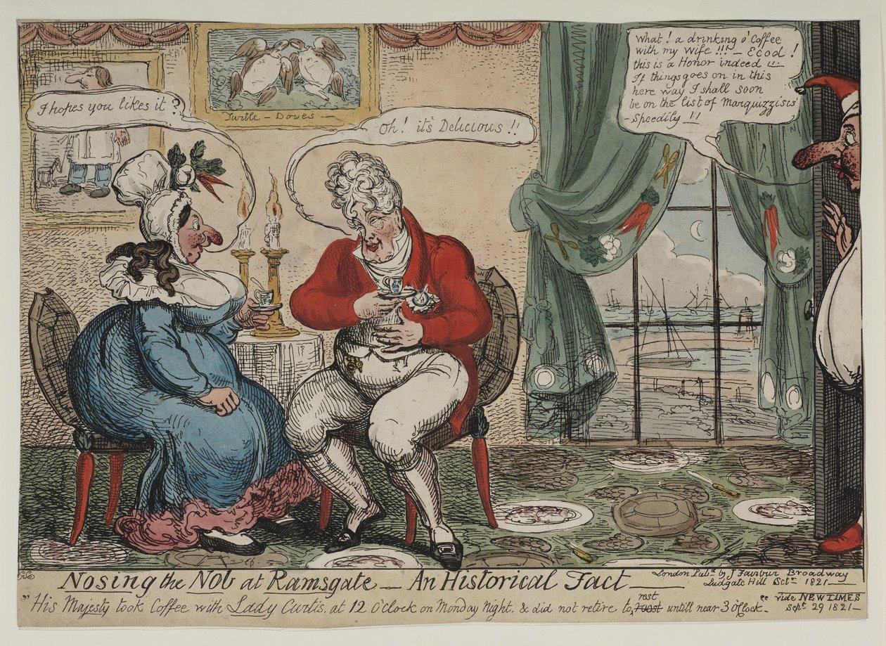 Nosing the nob at Ramsgate - een historisch feit, 1821 door George Cruikshank