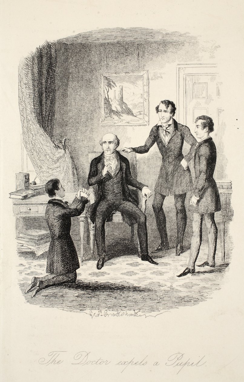 De Dokter Verwijdert een Leerling, uit Frank Fairleigh of Scènes Uit het Leven van een Privé Leerling door George Cruikshank