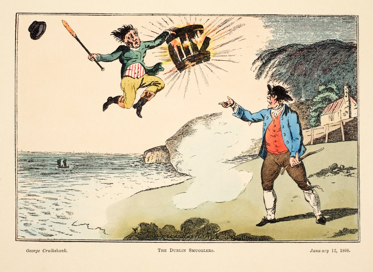 De Dublin Smokkelaars, 1808 door George Cruikshank