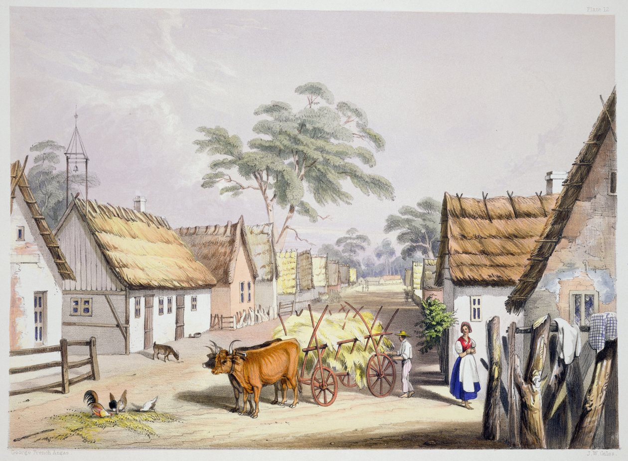 Een dorp van Duitse kolonisten nabij Adelaide, 1846 door George French Angas