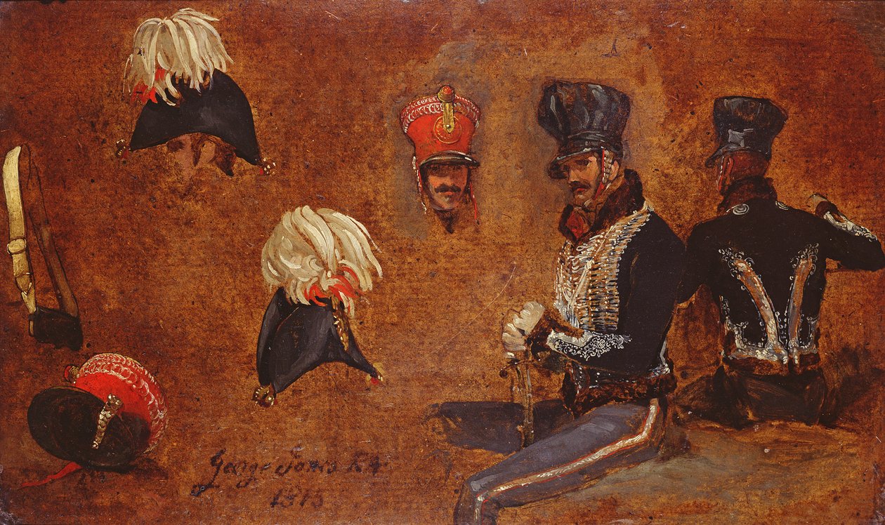 Studies van militaire uitrusting, 1815 door George Jones