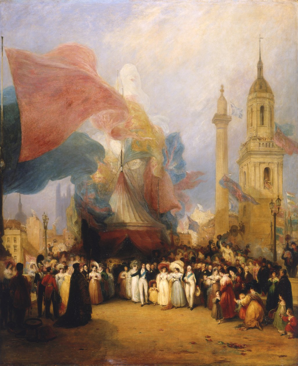 De koninklijke processie bij de opening van de London Bridge, 1831 door George Jones