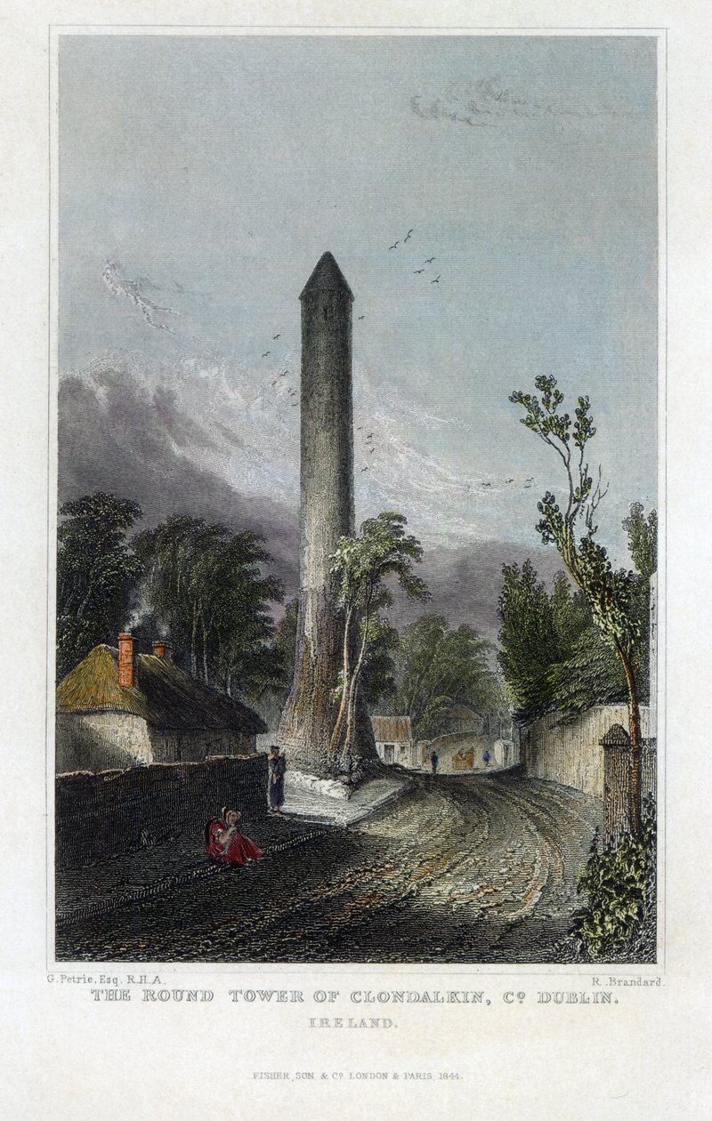 De ronde toren van Clondalkin, gegraveerd door Robert Brandard, 1844 door George Petrie