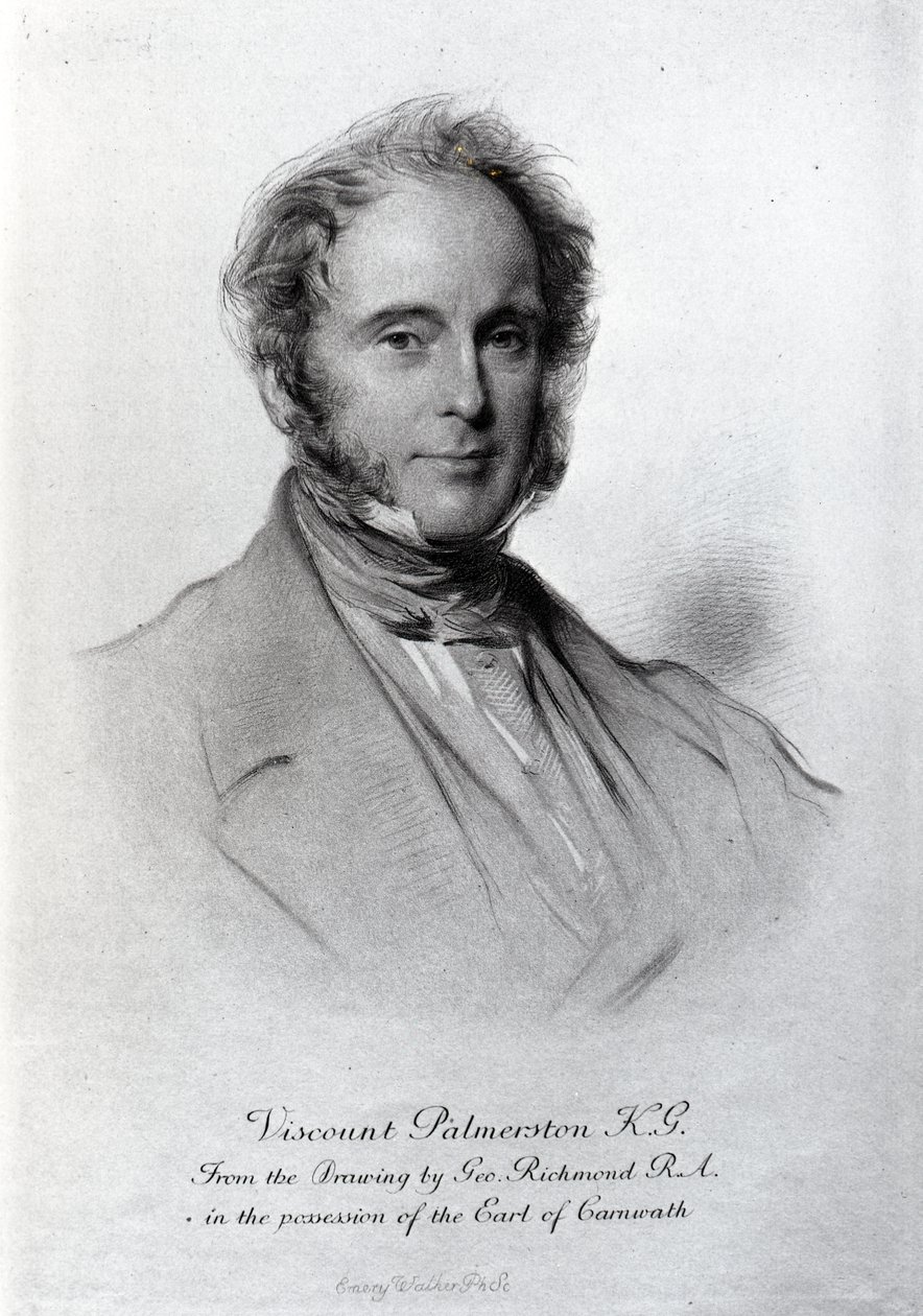 Burggraaf Palmerston, gegraveerd door Emery Walker door George Richmond