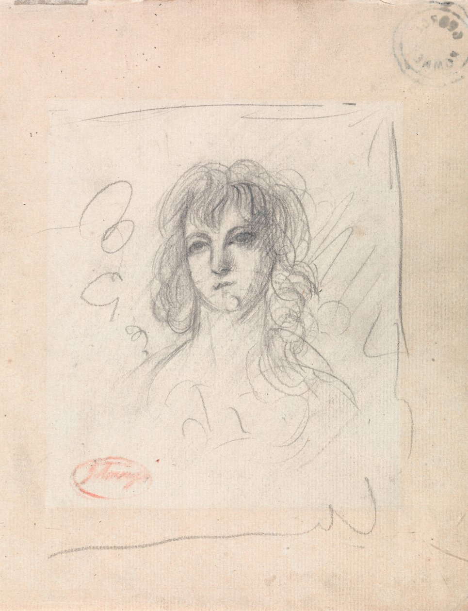 Hoofd van een vrouw door George Romney