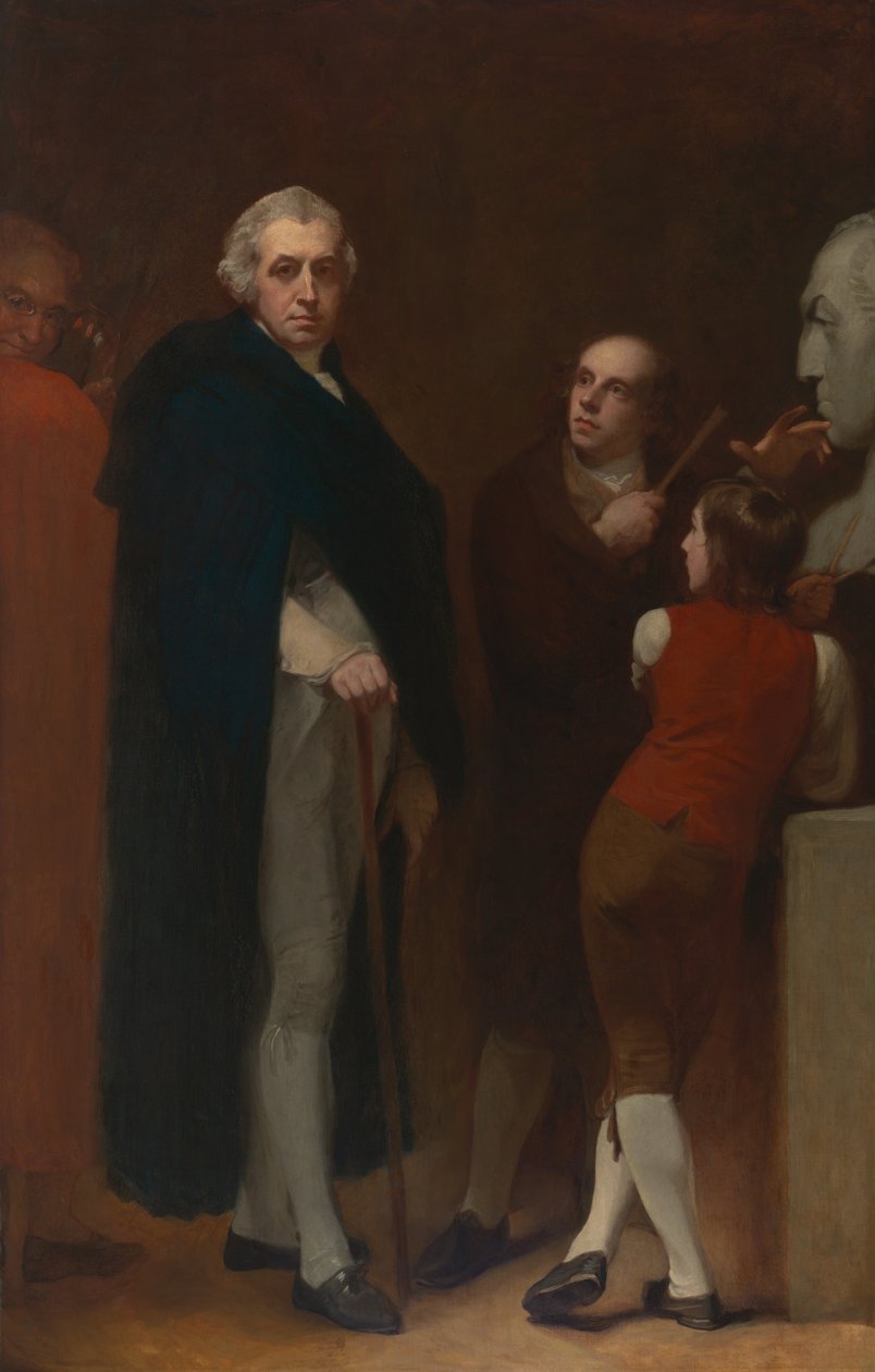 John Flaxman modelleert de buste van William Hayley door George Romney