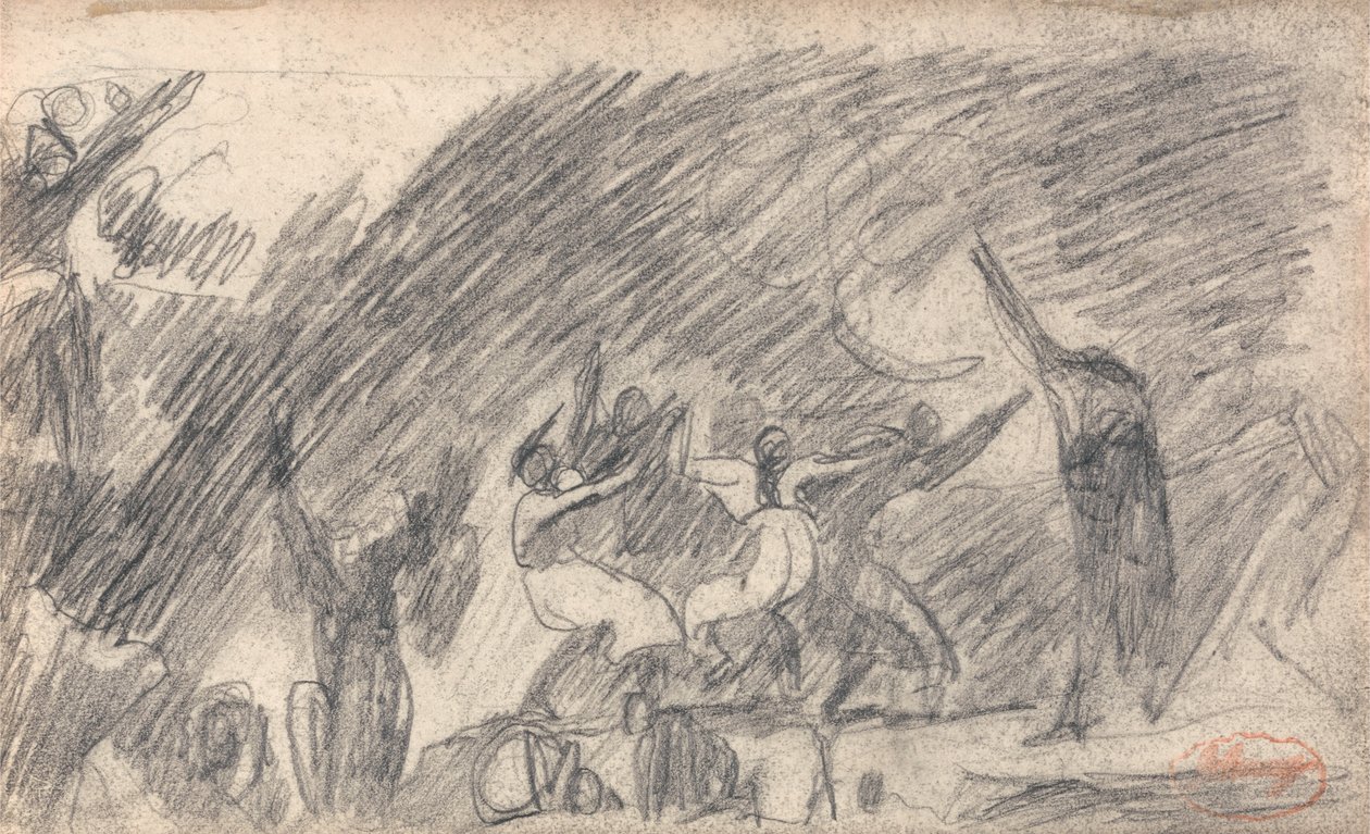MacBeth bij de Heksen Grot - Tweede Bezoek door George Romney