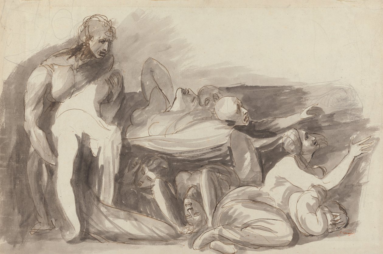 Gevangenisscène door George Romney