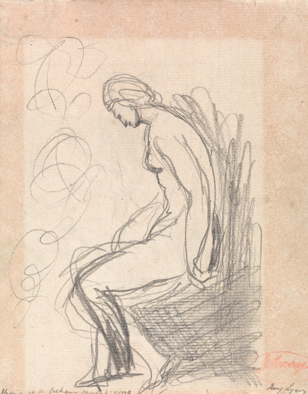 Zittende naakte vrouw (Hygeia bij dokter Grahams) door George Romney