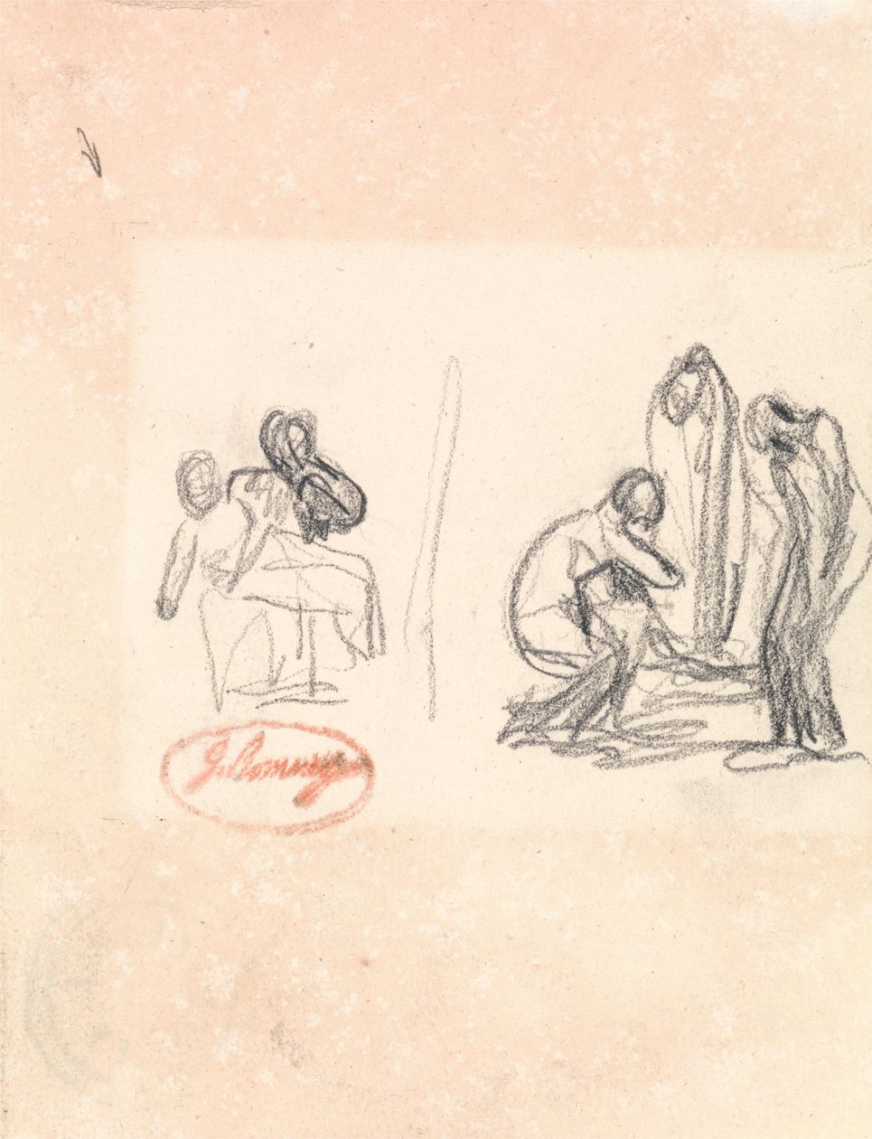 Twee schetsen van spelende kinderen door George Romney