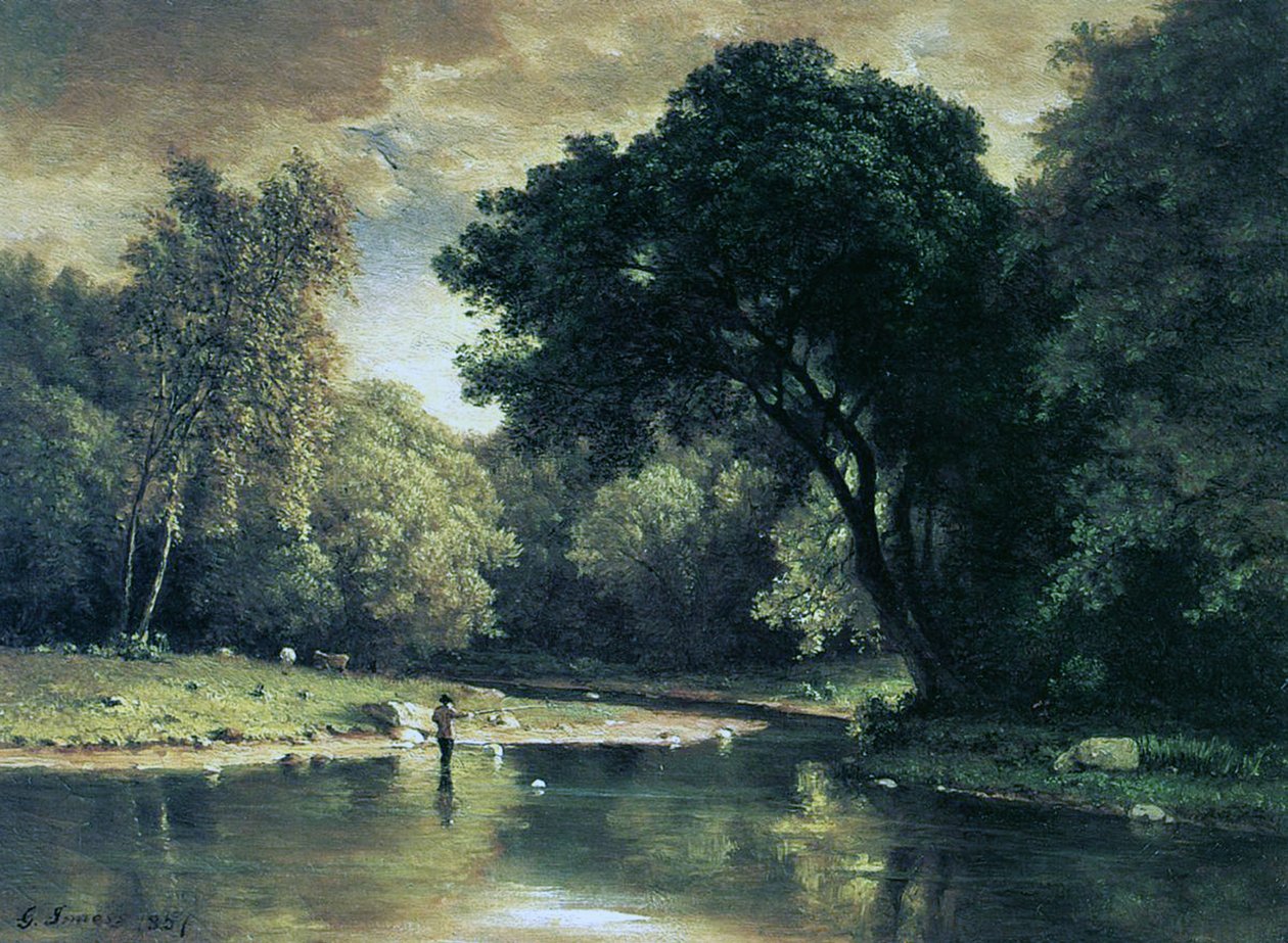 Vissen in een stroom, 1857 door George Inness