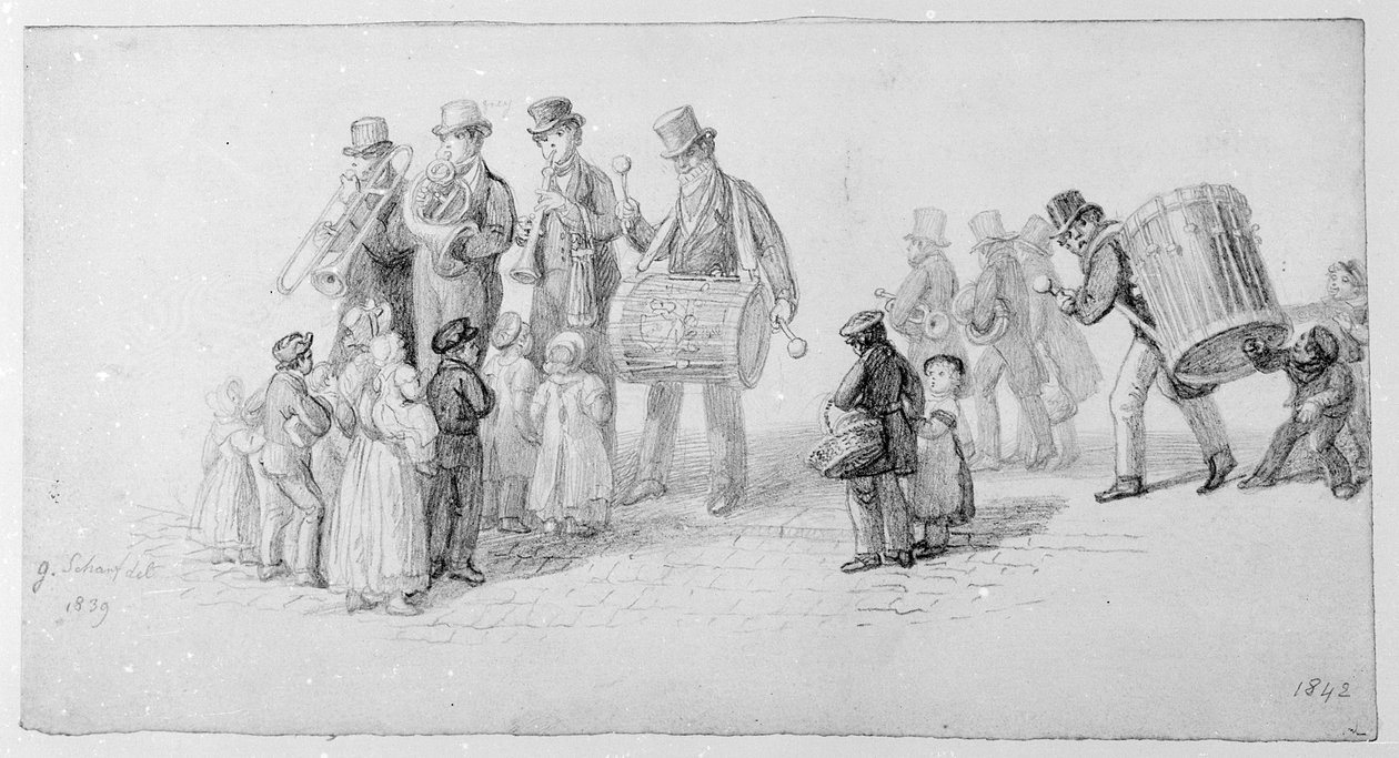 Londense Straatband, 1839 door George Snr Scharf