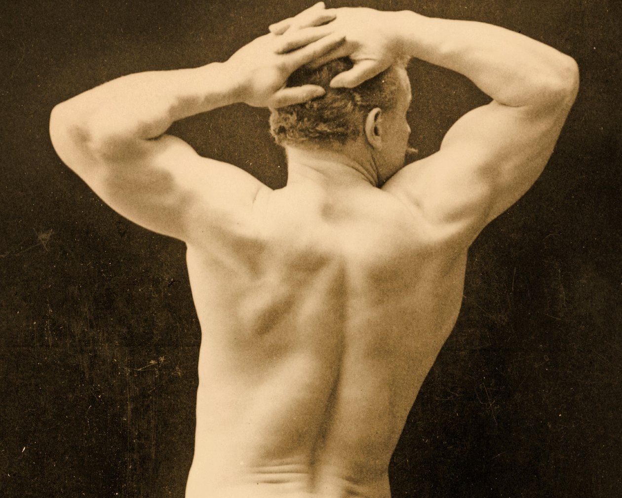 Eugen Sandow, in klassieke oude Grieks-Romeinse pose, ca. 1894 door George Steckel