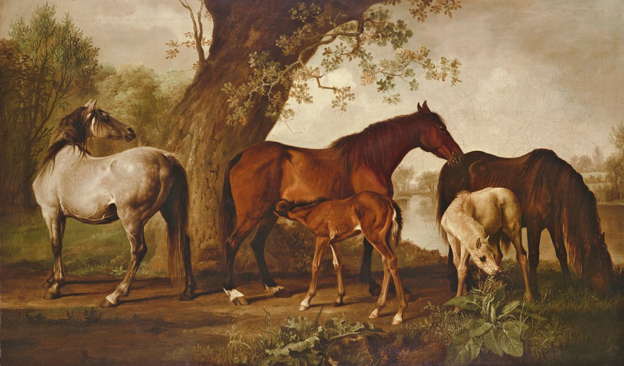 Merrie en veulens door George Stubbs