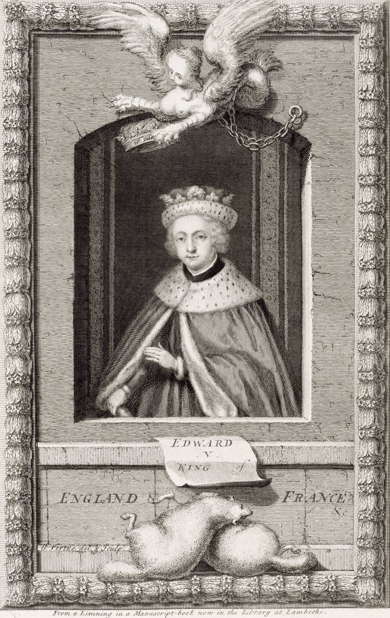 Edward V (1470-83) Koning van Engeland in 1483, naar een portret in een boek, gegraveerd door de kunstenaar door George Vertue