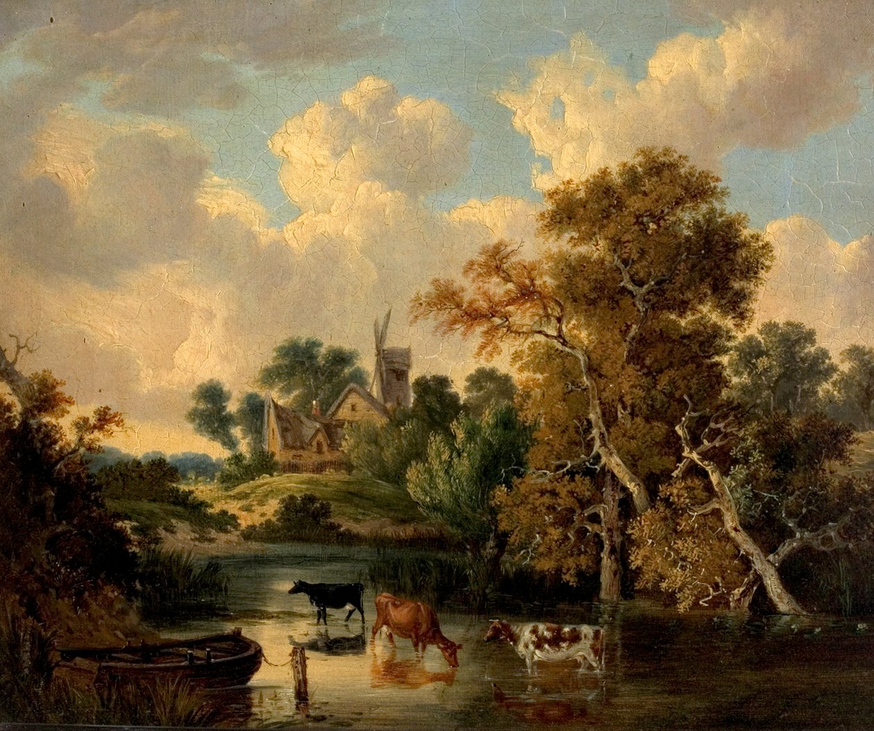 Landschap met vee in een poel door George Vincent