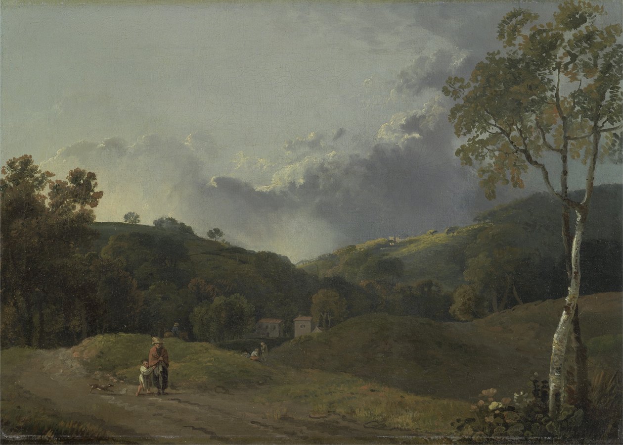Landschap met huisjes door George the Elder Barret