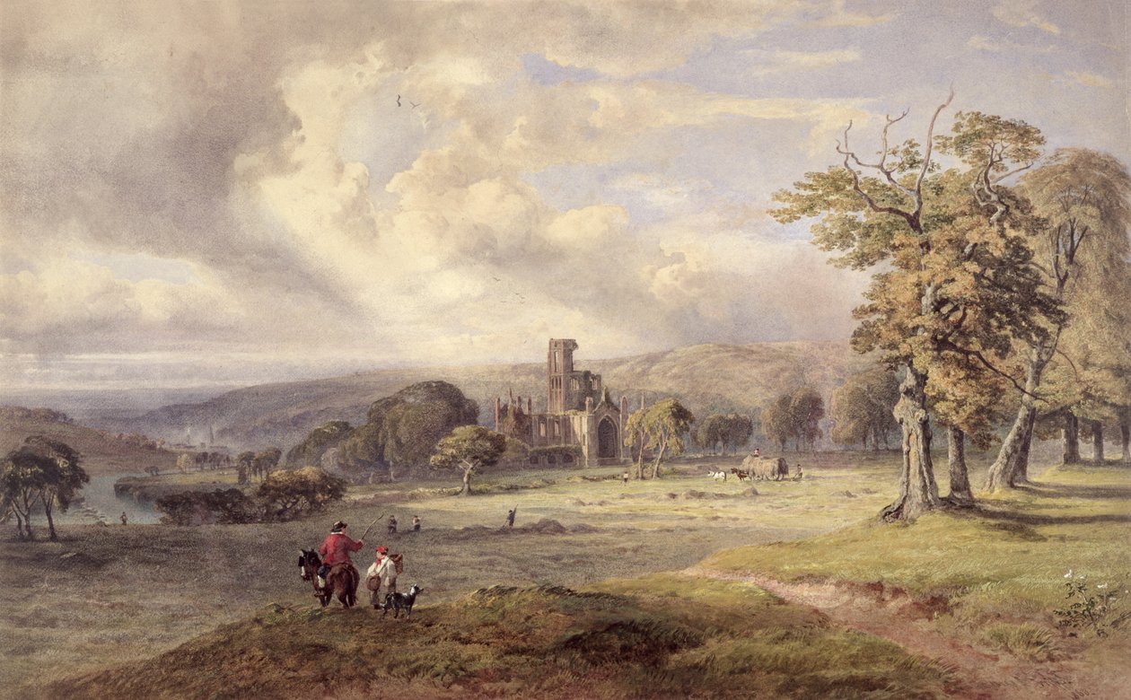 Uitzicht op Kirkstall Abbey, Leeds door George Arthur Fripp