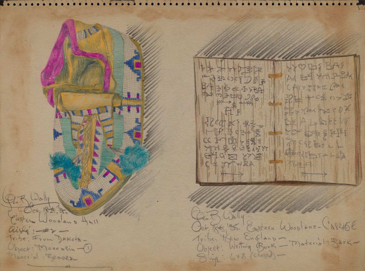 Mocassin en schrijfboek door George B. Wally