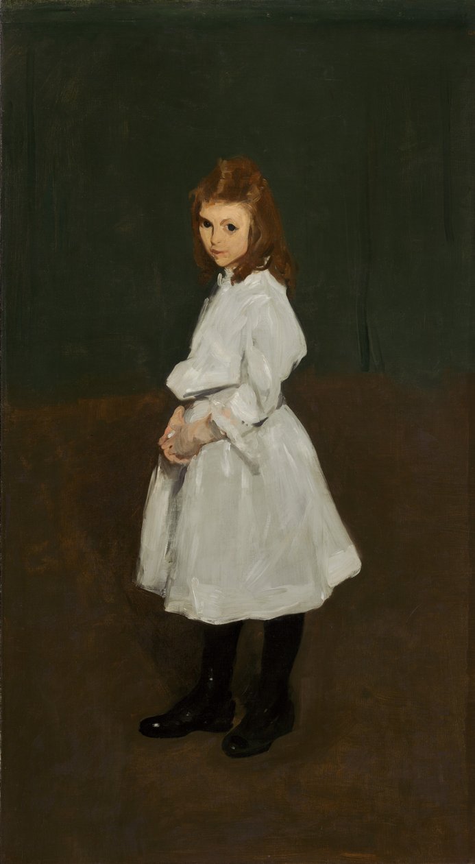Klein meisje in het wit (Queenie Burnett) door George Bellows