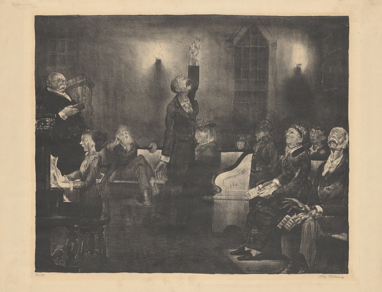 Gebedsbijeenkomst, tweede steen door George Bellows