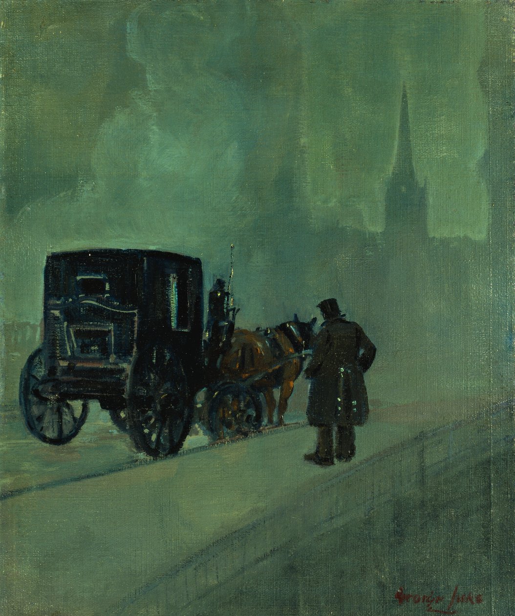 Mistige Nacht, New York door George Benjamin Luks
