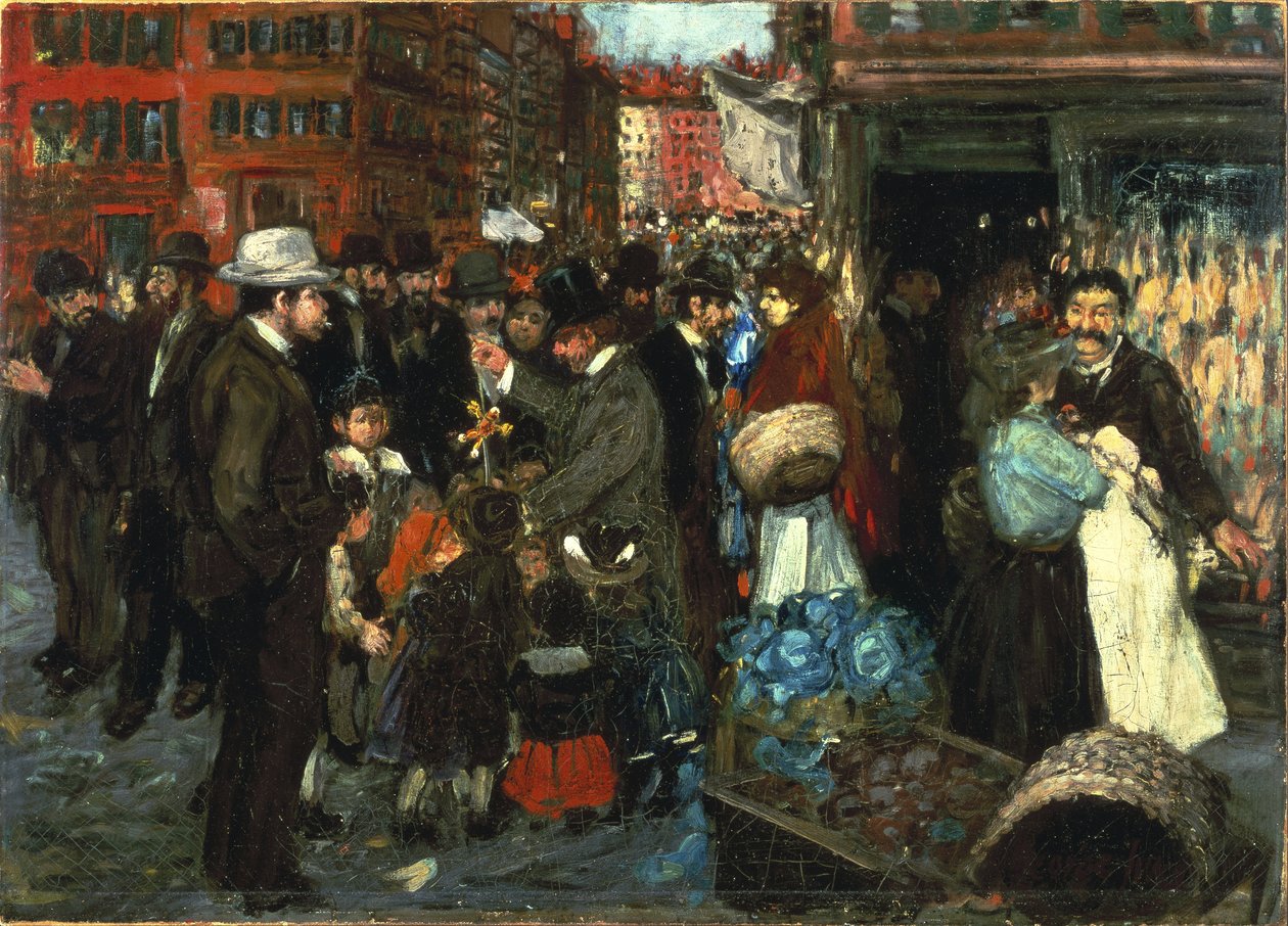 Straatscène (Hester Street) door George Benjamin Luks