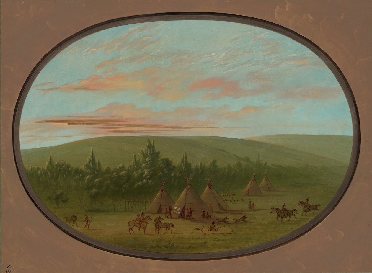 Een Sioux Dorp, 1861-1869 door George Catlin