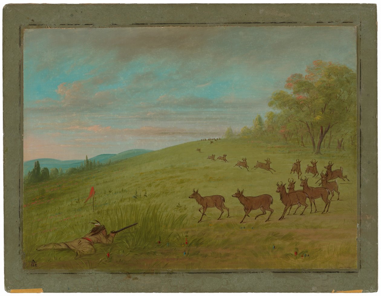 Antilopenjacht - Assinneboine door George Catlin