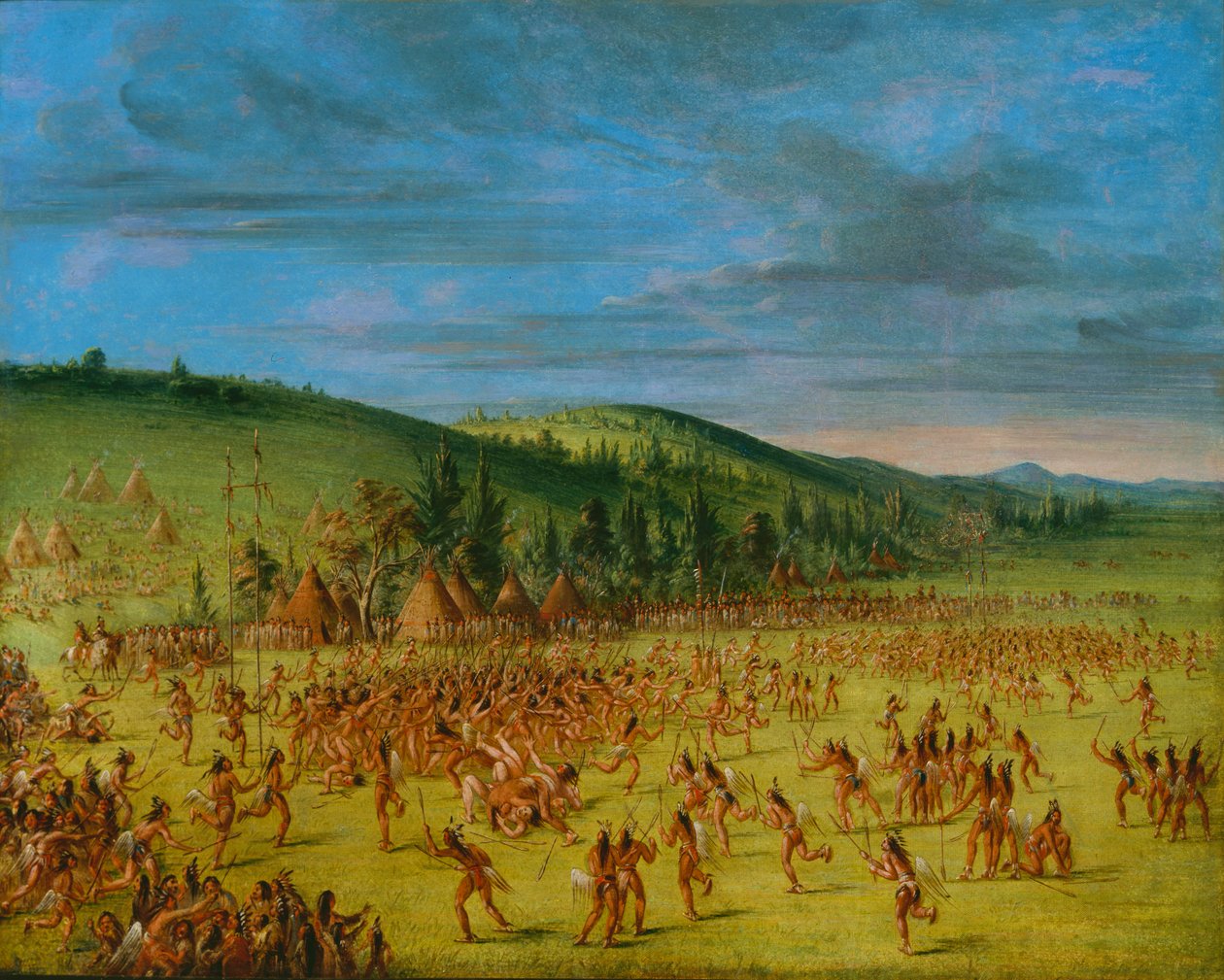 Balspel van de Choctaw--Bal Omhoog, 1846-1850 door George Catlin