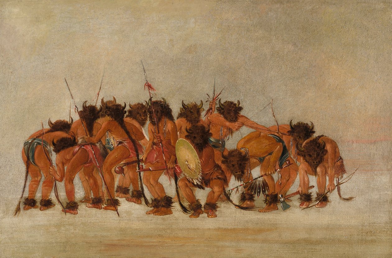 Buffeldans, Mandan door George Catlin