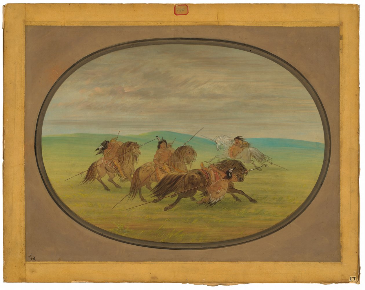 Camanchee Paardrijden door George Catlin