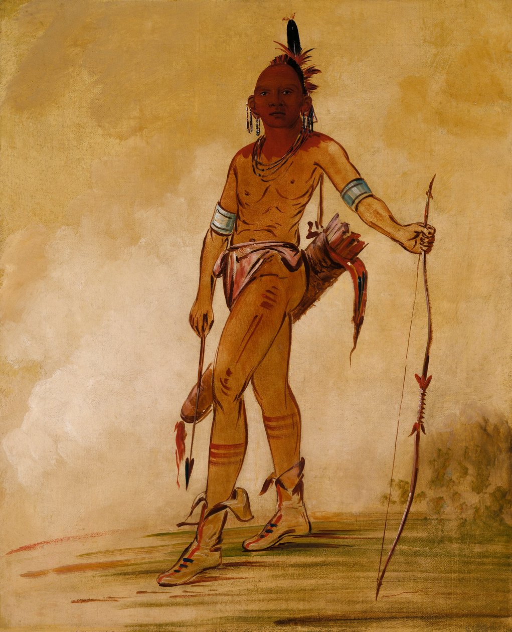 Cáh-he-ga-shín-ga, klein opperhoofd door George Catlin