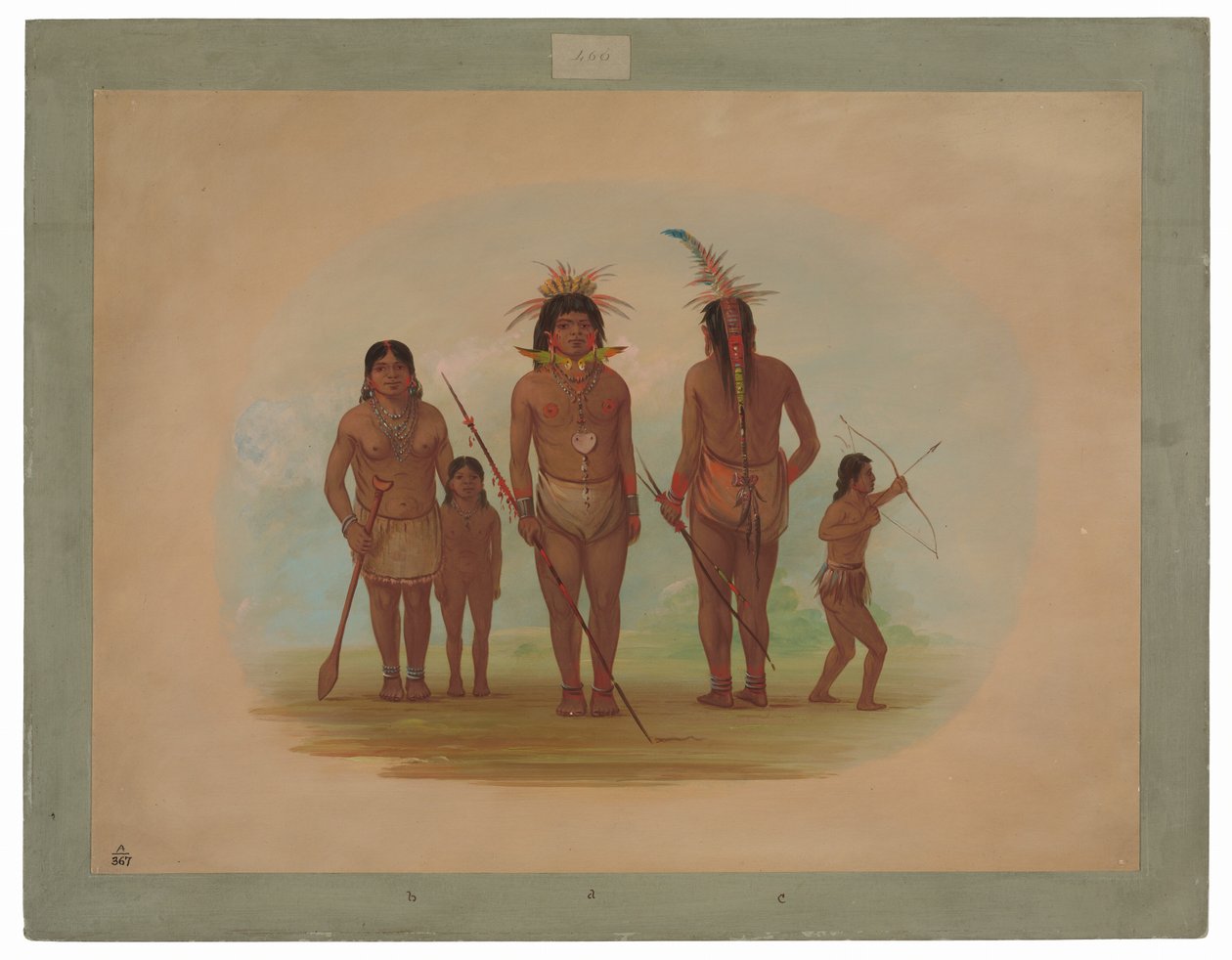 Vijf Iquito Indianen door George Catlin