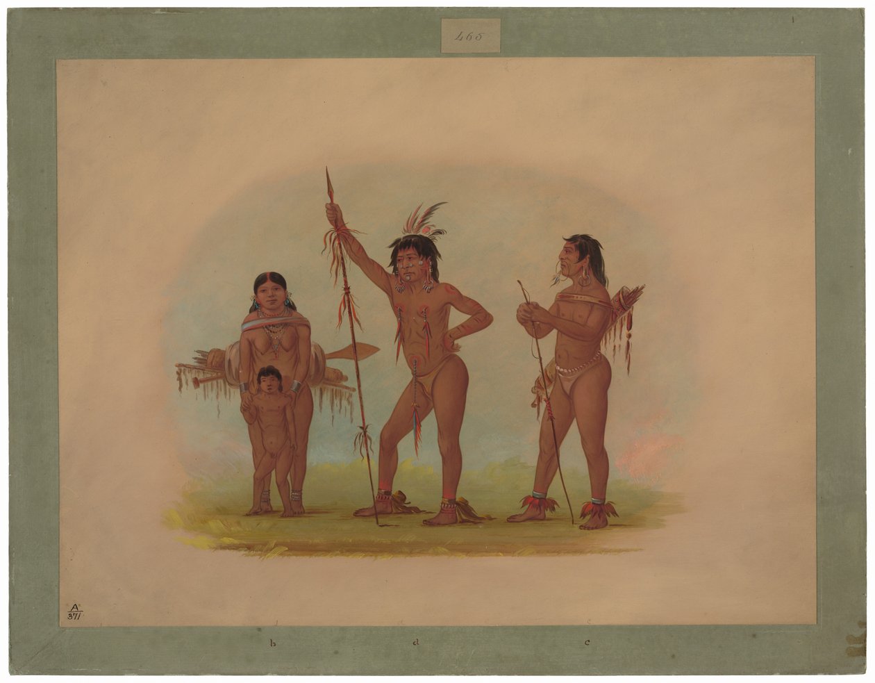 Vier Mura Indianen door George Catlin