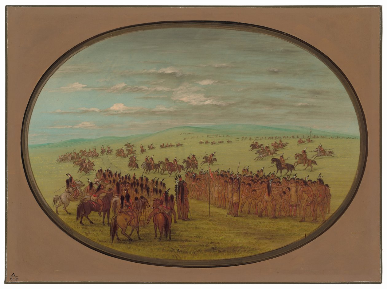 Paardenrennen - Minatarrees door George Catlin