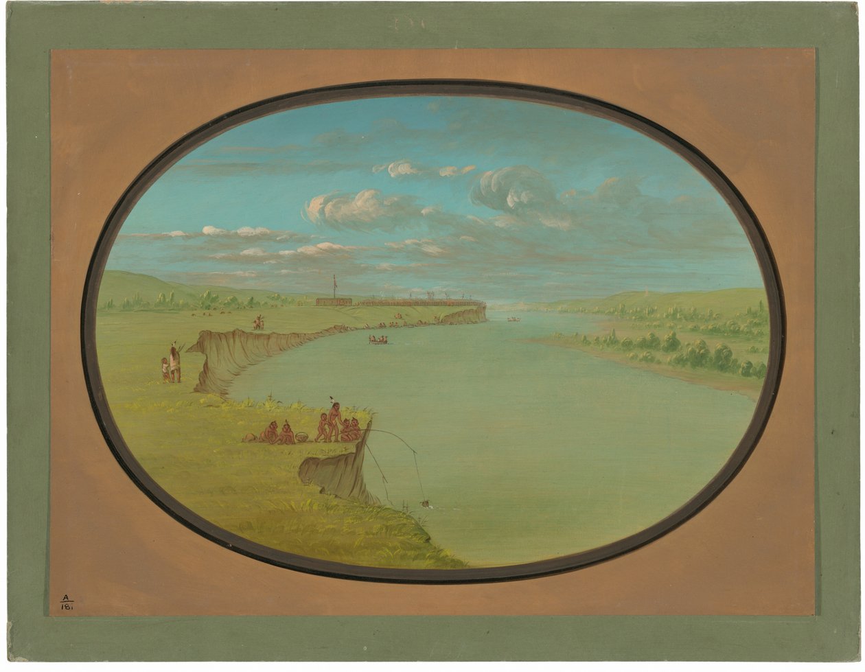Mandan Dorp - Een Verre Aanblik door George Catlin