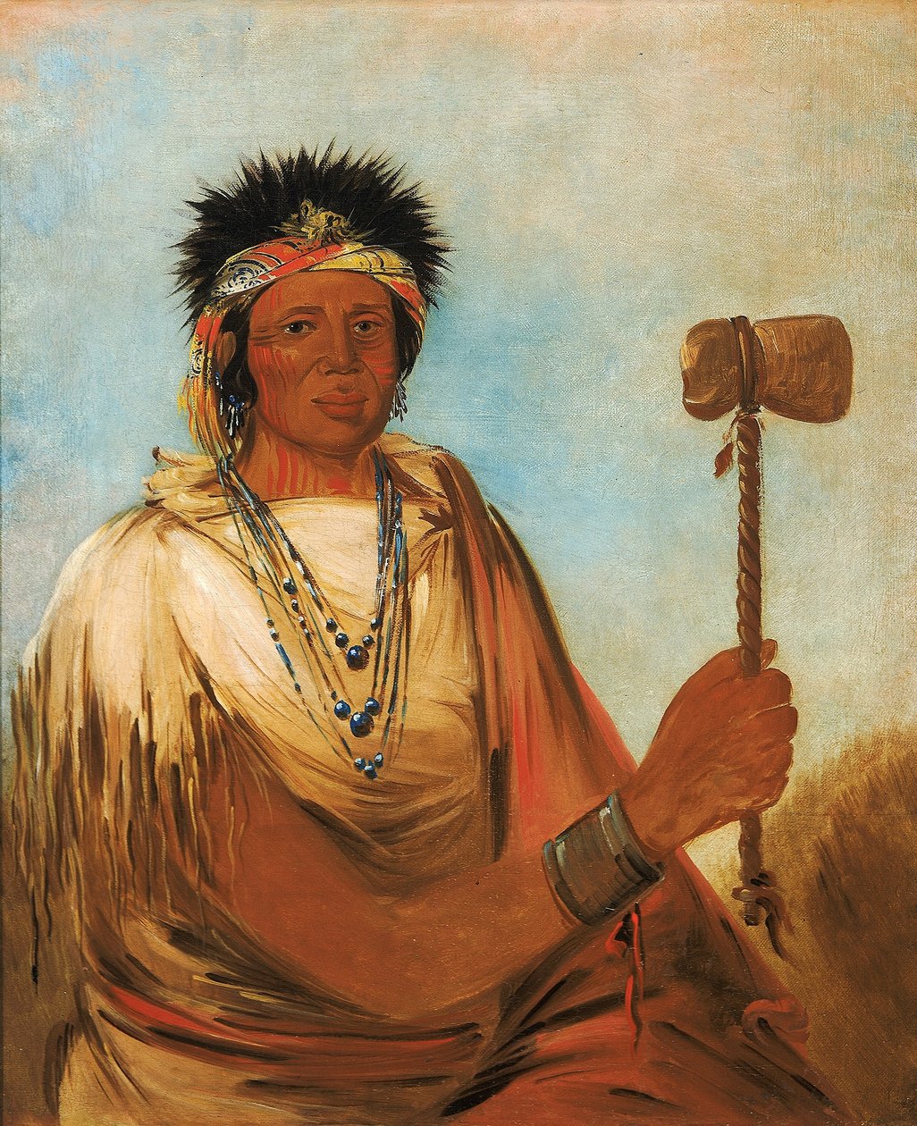 Men-són-se-ah, linkerhand, een krijger door George Catlin
