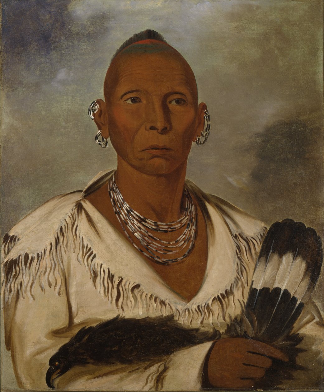 Múk-a-tah-mish-o-káh-kaik, Zwarte Havik, vooraanstaand Sac opperhoofd door George Catlin
