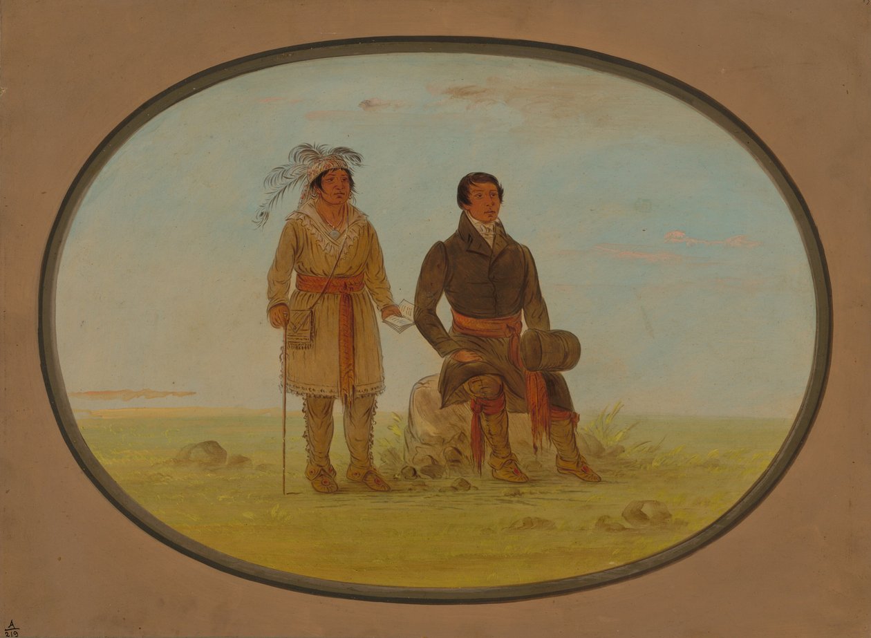 Mohigan-hoofd en een missionaris, 1861-1869 door George Catlin