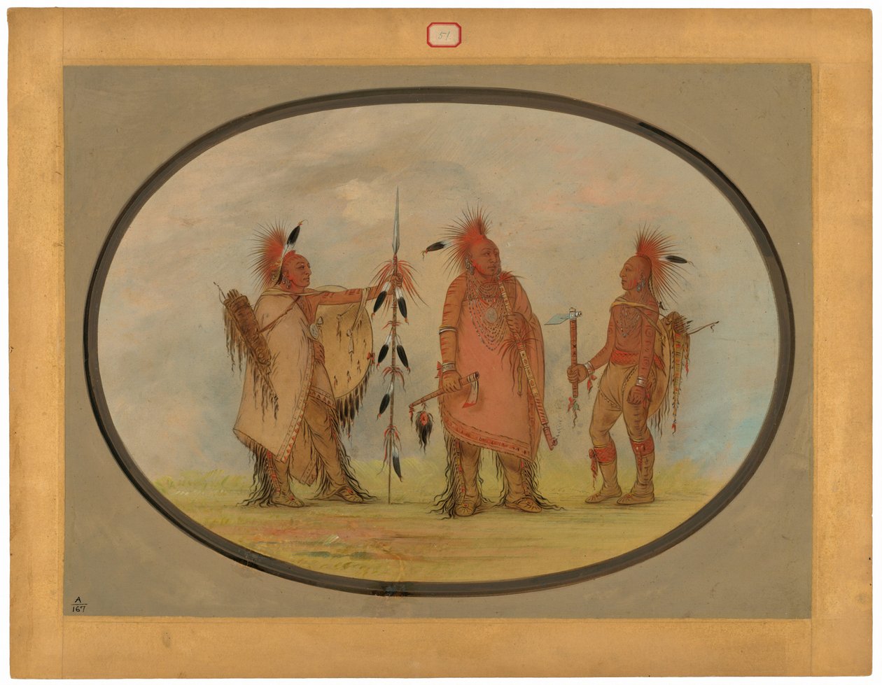 Osage Hoofdman met Twee Krijgers door George Catlin