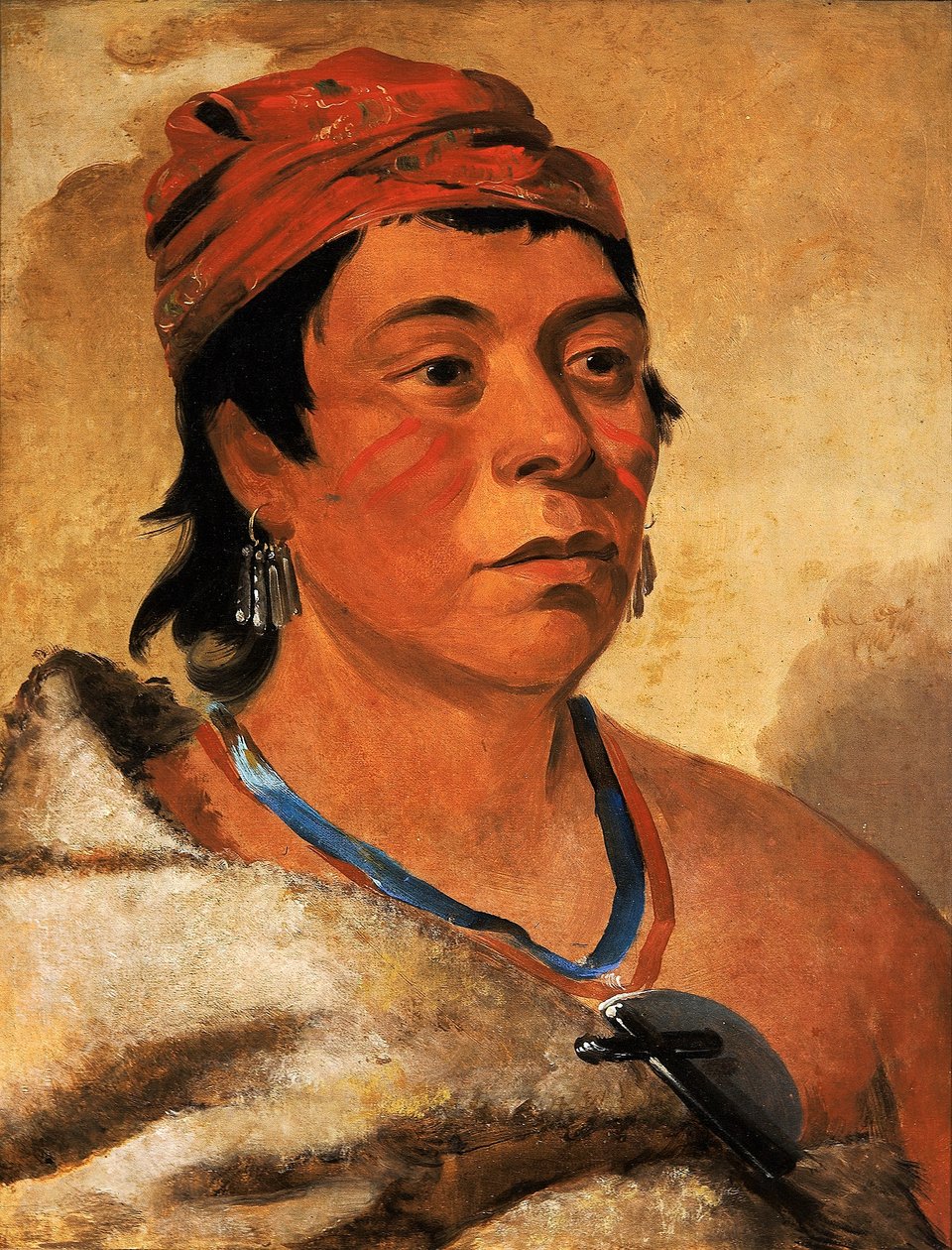 Rond eiland, een krijger door George Catlin