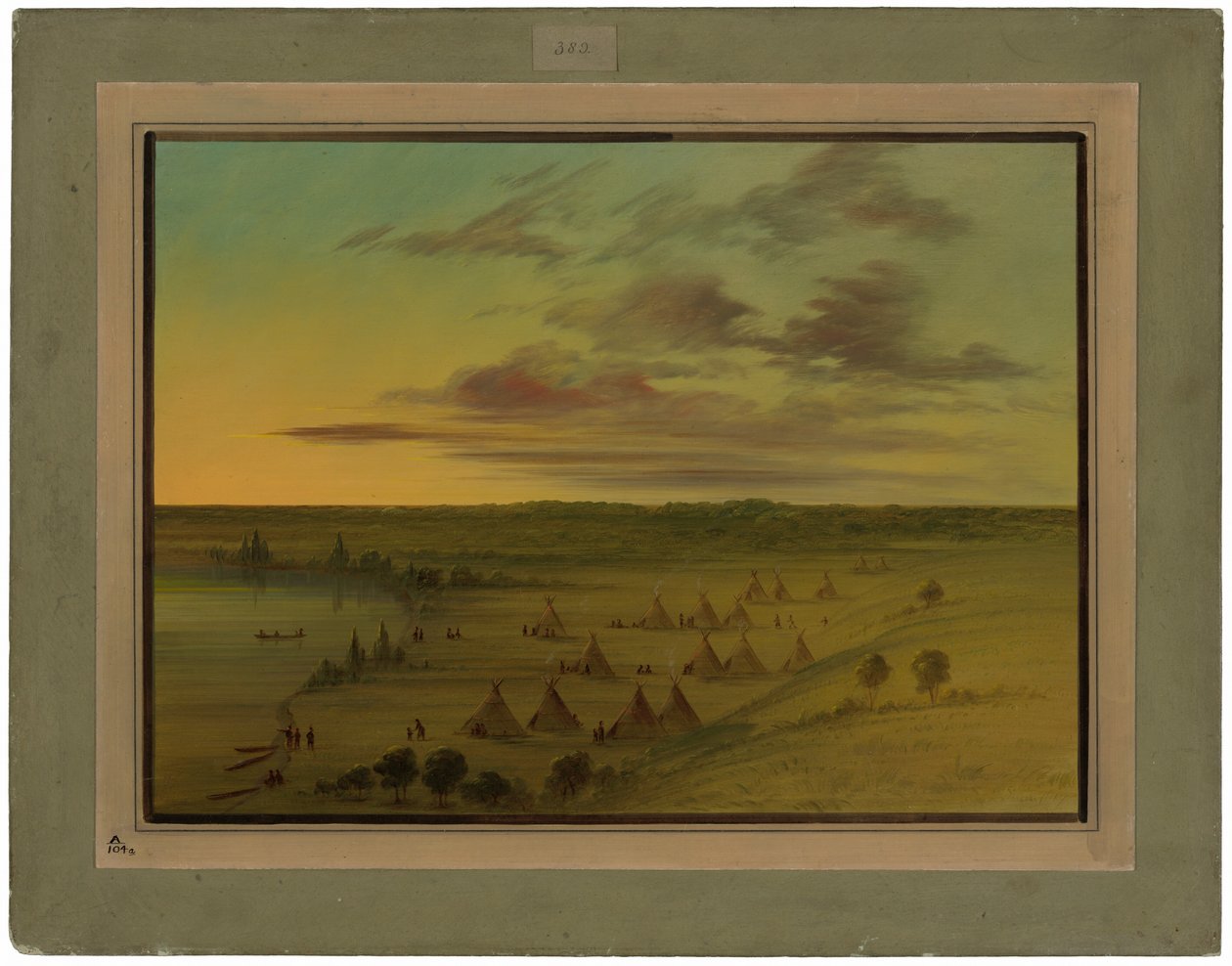 Sioux Dorp - Lac du Cygne door George Catlin