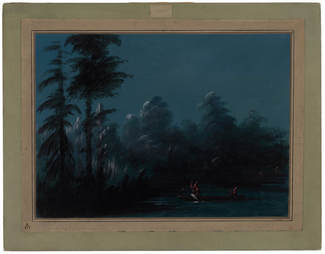 Speervissen bij maanlicht - Chaco door George Catlin