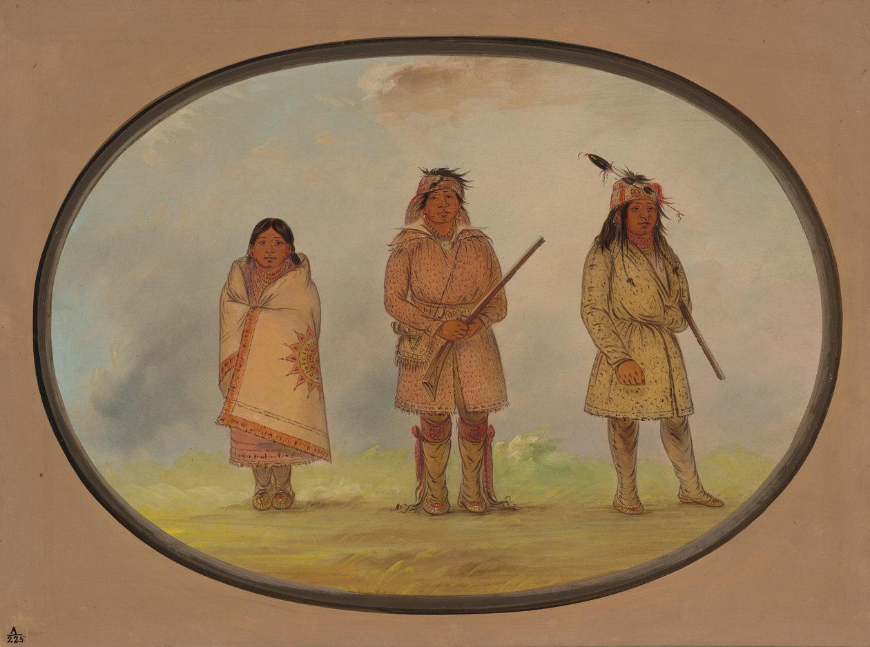 Drie Delaware Indianen, 1861-1869 door George Catlin