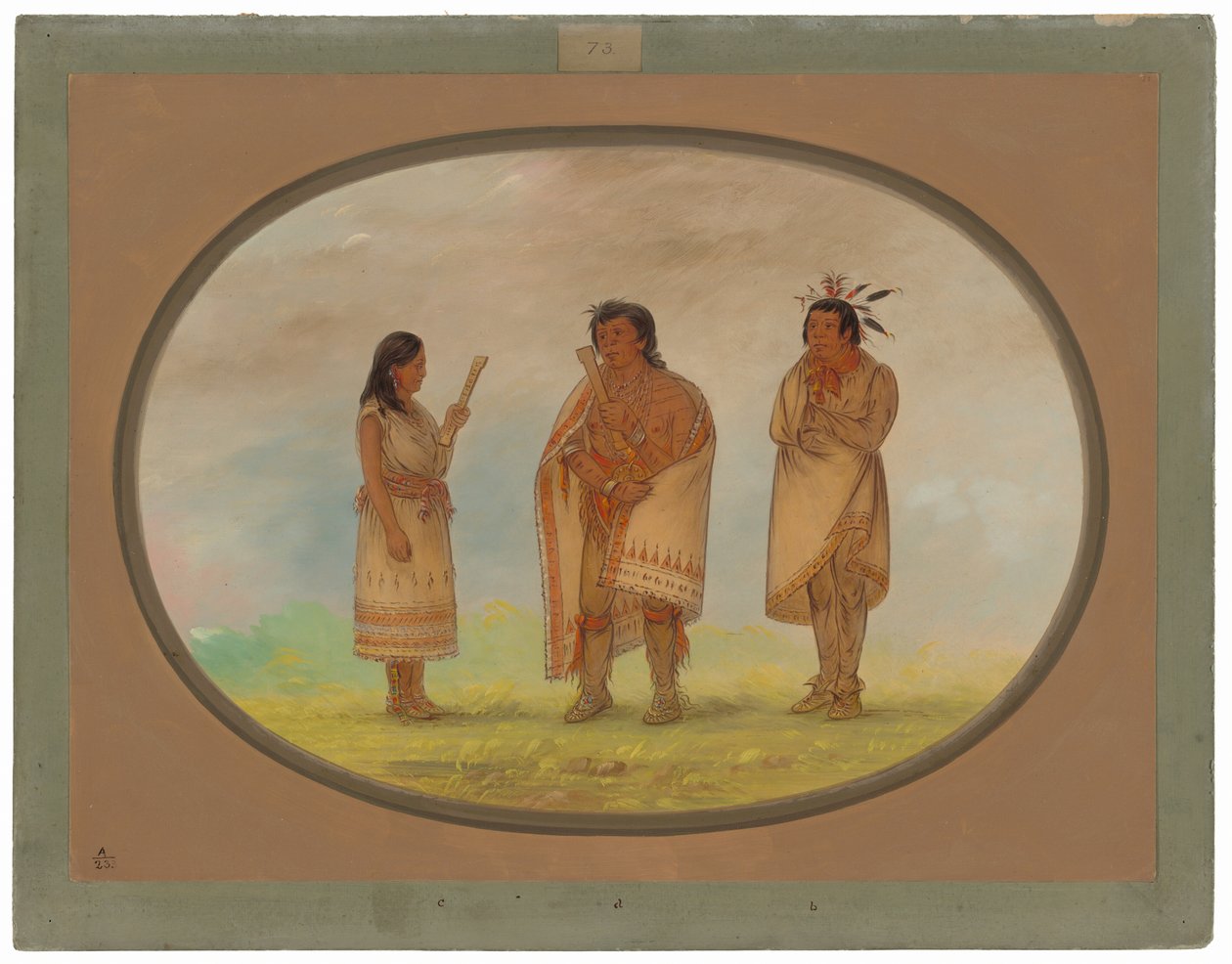 Drie Potowotomie Indianen door George Catlin
