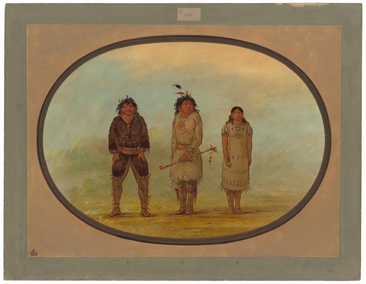 Drie Selish Indianen door George Catlin